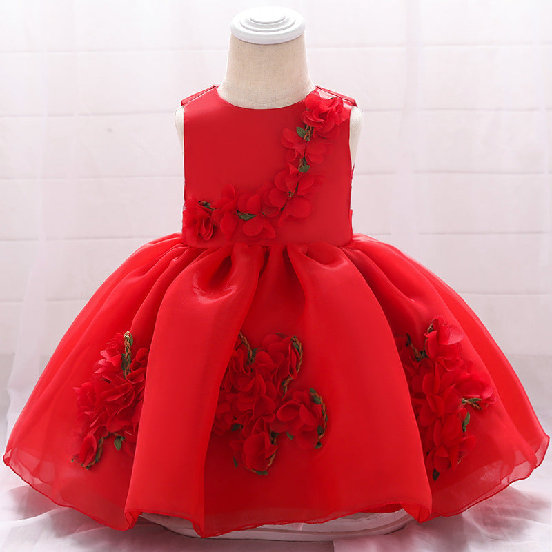 Flower Girl Dress Toddler Summer Princess Dress Sleeveless Petal Formal Party Dress