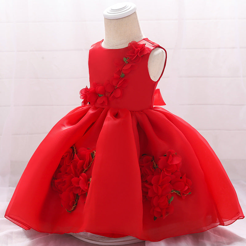 Flower Girl Dress Toddler Summer Princess Dress Sleeveless Petal Formal Party Dress