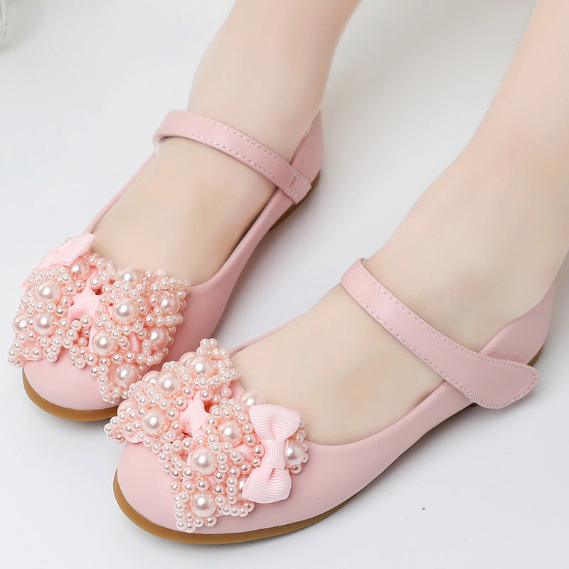 Elegant Baby Girls Beaded Flower Princess Shoes