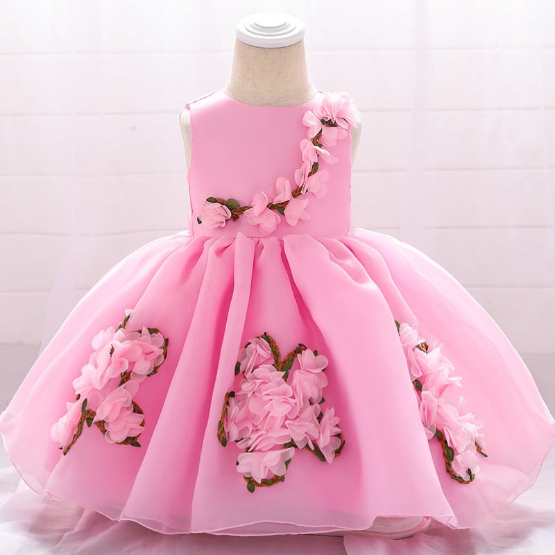Flower Girl Dress Toddler Summer Princess Dress Sleeveless Petal Formal Party Dress