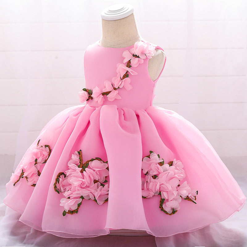 Flower Girl Dress Toddler Summer Princess Dress Sleeveless Petal Formal Party Dress