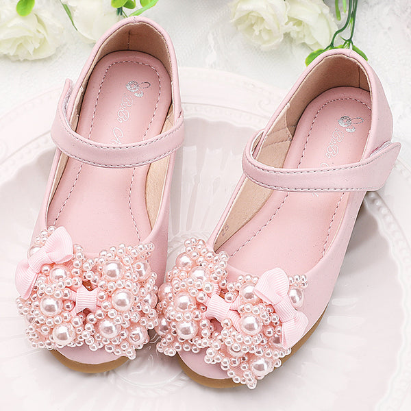 Elegant Baby Girls Beaded Flower Princess Shoes