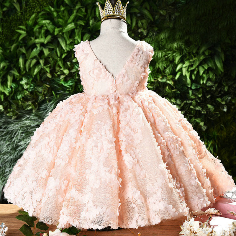 Baby Girl Princess Dress Toddler Sleeveless Round Neck Pageant Formal Dresses Flower Girl Dress