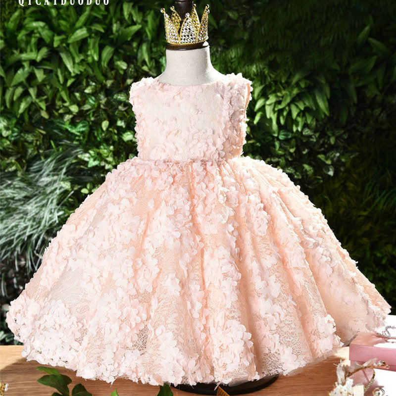 Baby Girl Christmas Dress Toddler Sleeveless Round Neck Pageant Formal Dresses Flower Girl Dress