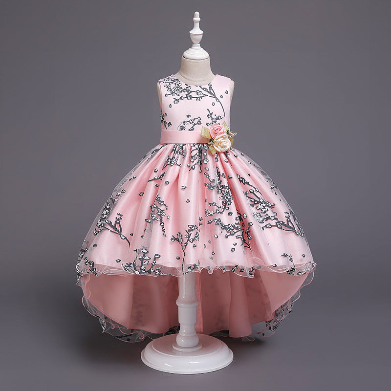 Printed Trailing Mesh Princess Dress