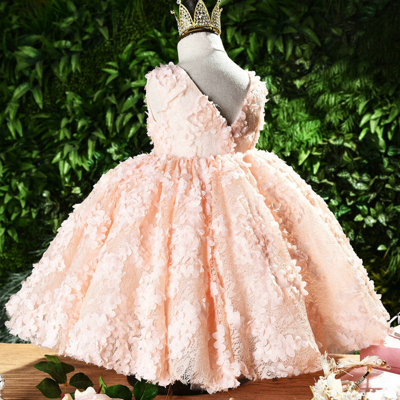 Baby Girl Princess Dress Toddler Sleeveless Round Neck Pageant Formal Dresses Flower Girl Dress