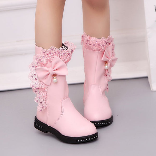 Elegant Girls Bow Princess Boots