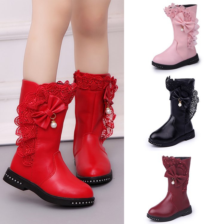 Elegant Girls Bow Princess Boots