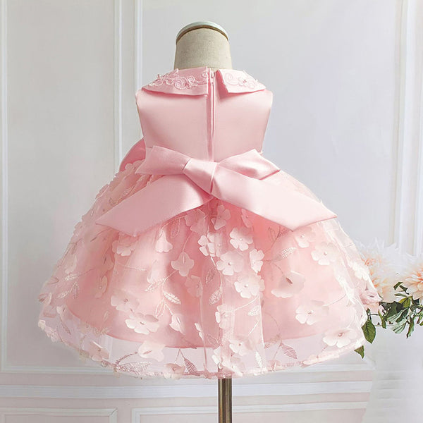 Baby Girl Easter Dress Bow Round Neck Flower Girl Dress Princess Party Dress