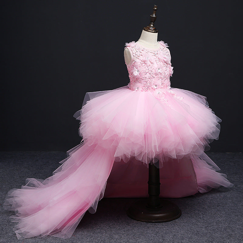 Girl Pageant Princess Dresses Baby Girl Tail Fluffy Embroidery Birthday Party Formal Dress