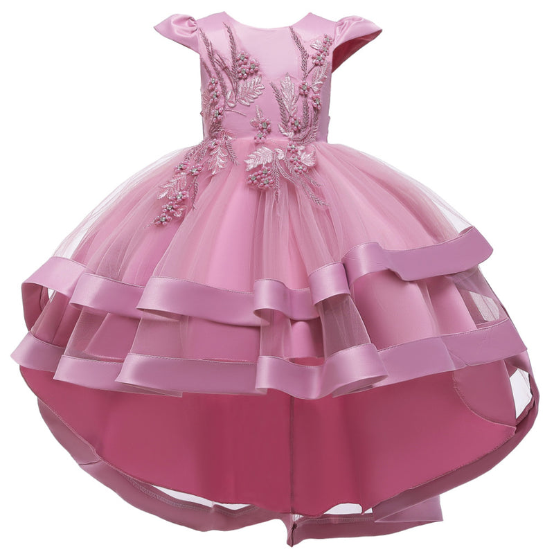 Girl Birthday Party Princess Dress Embroidered Fluffy Tail Pageant Dress