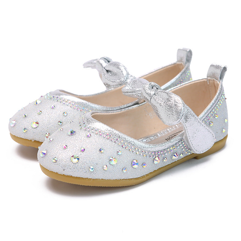 Girls Princess Shoes Dress Crystal Leather Shoes