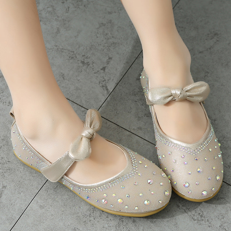 Girls Princess Shoes Dress Crystal Leather Shoes