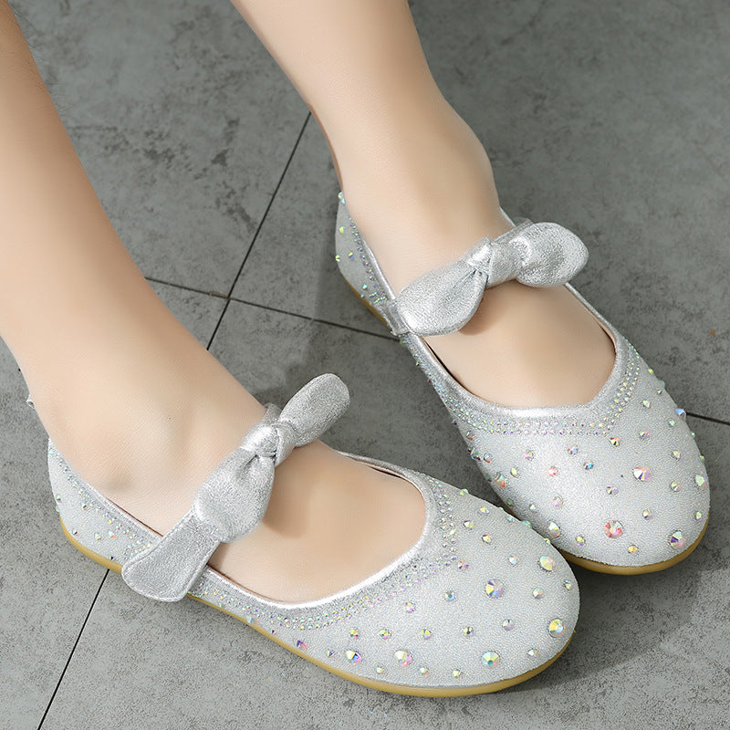 Girls Princess Shoes Dress Crystal Leather Shoes