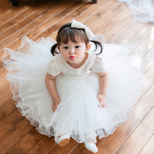 Flower Girl Dresses Baby Girl Summer White Puffy Formal Princess Dresses