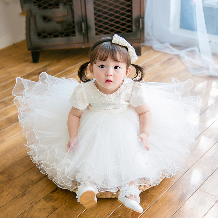 Flower Girl Dresses Baby Girl Summer White Puffy Formal Princess Dresses