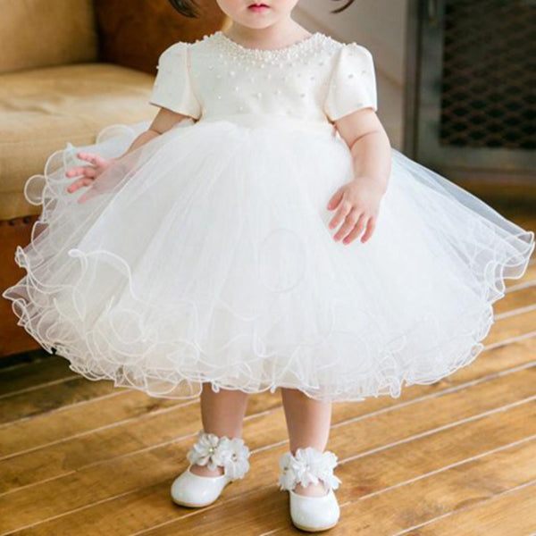 Flower Girl Dresses Baby Girl Summer White Puffy Formal Princess Dresses