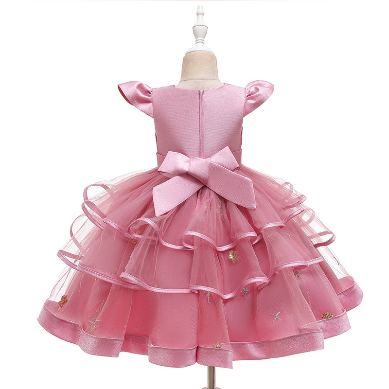 Toddler Girl Bow Prom Dress Girl Birthday Party  Formal Christmas Cake Dress