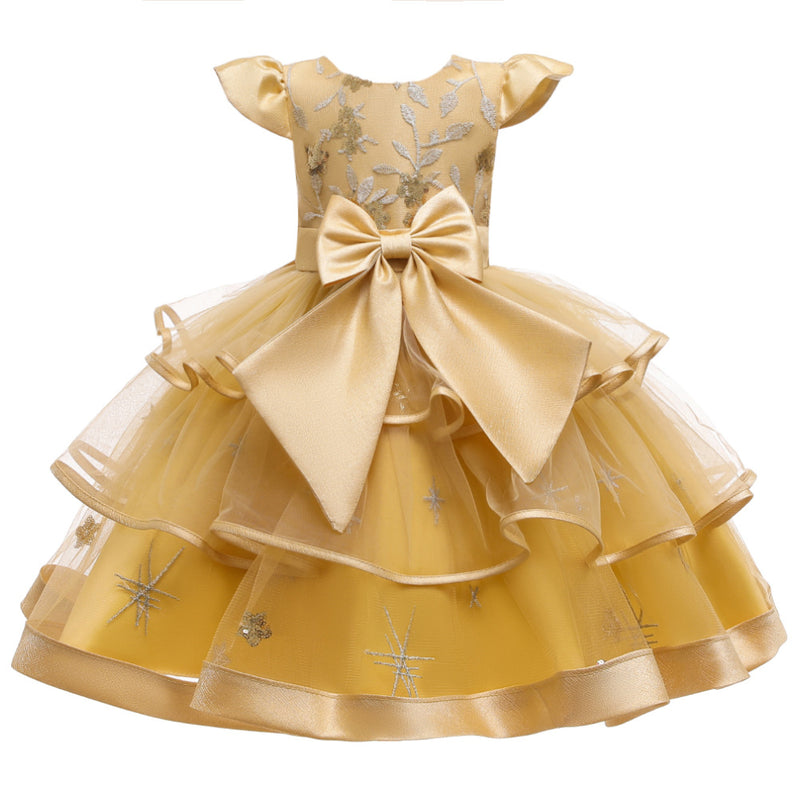 Toddler Girl Bow Prom Dress Girl Birthday Party  Formal Christmas Cake Dress