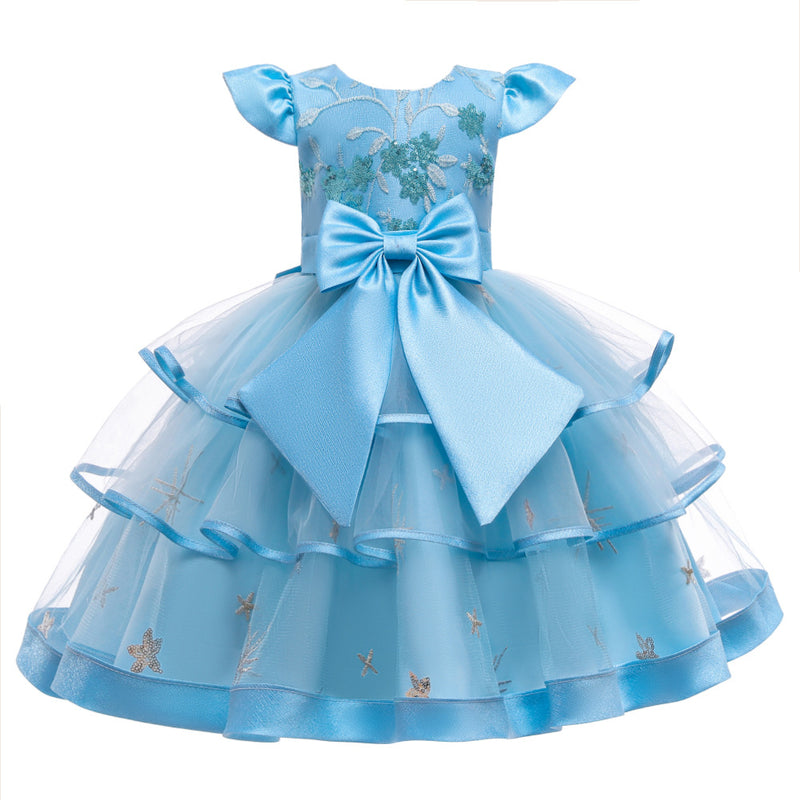 Toddler Girl Bow Prom Dress Girl Birthday Party  Formal Christmas Cake Dress