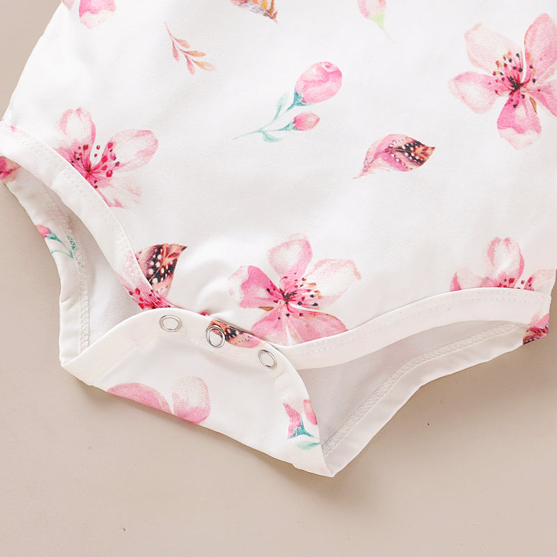 Baby Girl Summer Pink Floral Dress Suit