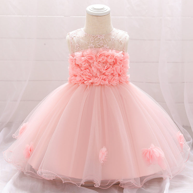 Baby Girl Birthday Dresses Toddler Summer Lace Sleeveless Formal Princess Dress