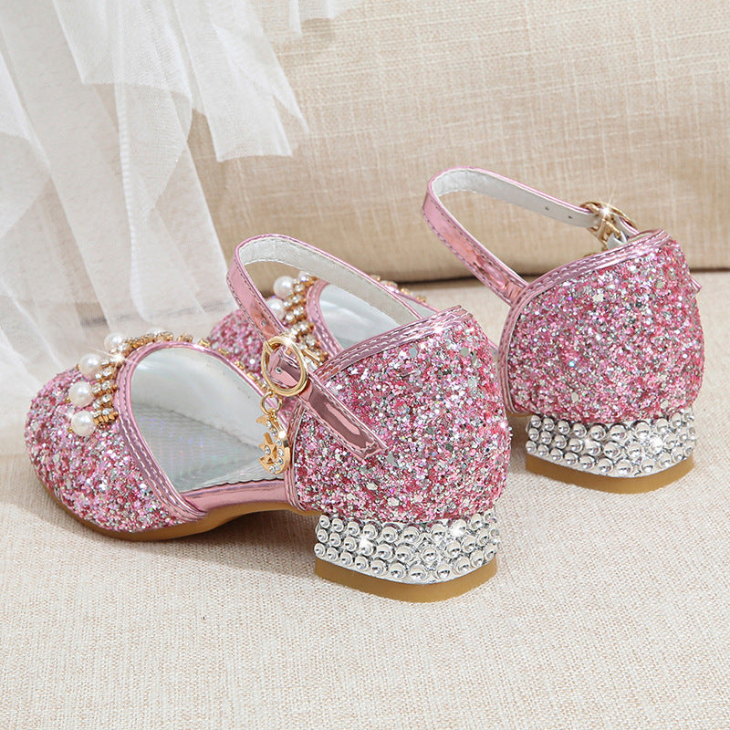 Girls Sequins Princess Pearl Dress Shoe