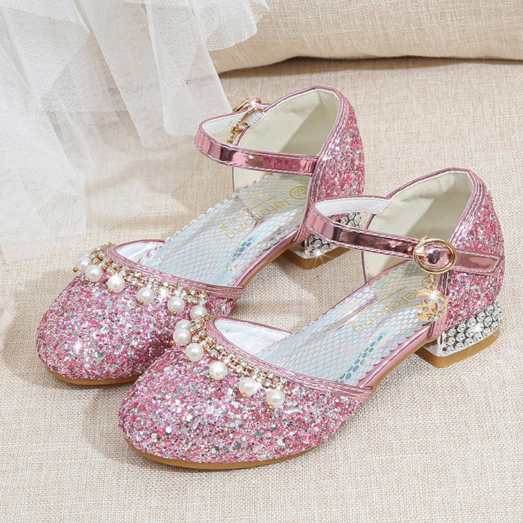 Girls Sequins Princess Pearl Dress Shoe