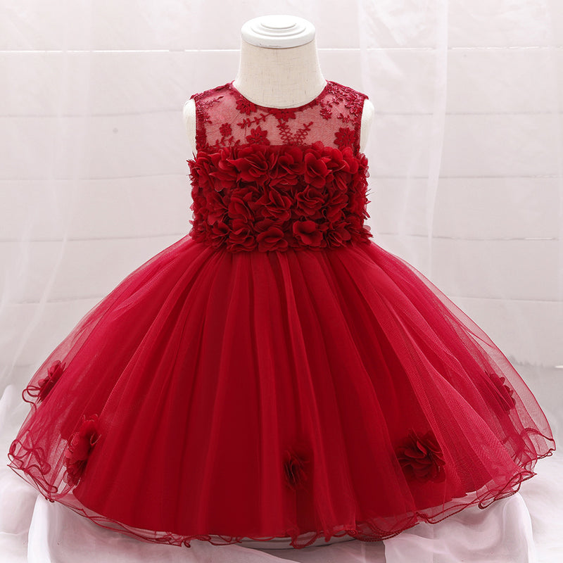 Baby Girl Birthday Dresses Toddler Summer Lace Sleeveless Formal Princess Dress