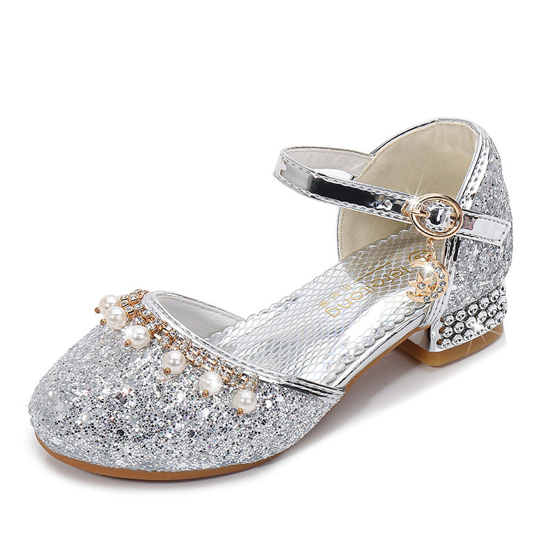 Girls Sequins Princess Pearl Dress Shoe