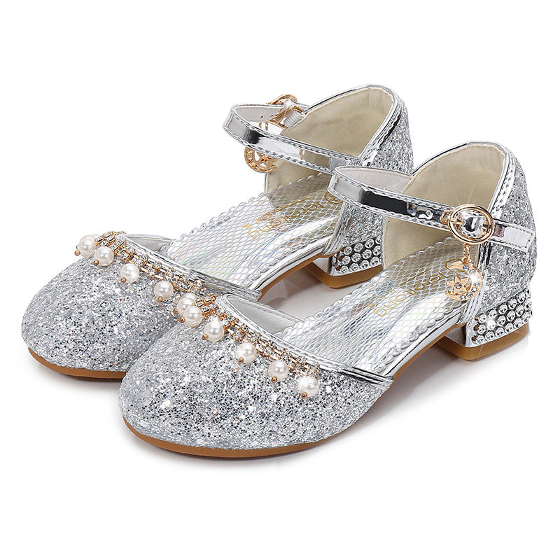 Girls Sequins Princess Pearl Dress Shoe