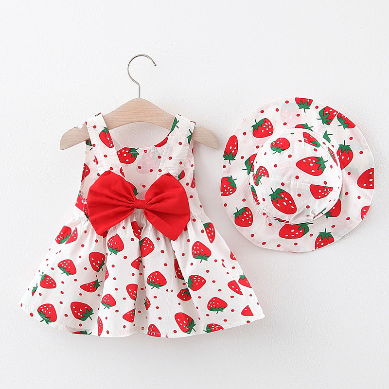 Baby Girl Summer Cute Princess Dress Strawberry Bow Dress