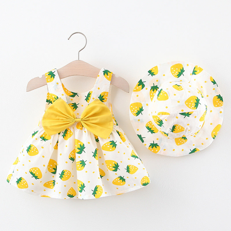 Baby Girl Summer Cute Princess Dress Strawberry Bow Dress