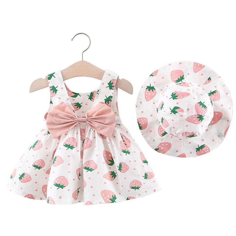 Baby Girl Summer Cute Princess Dress Strawberry Bow Dress