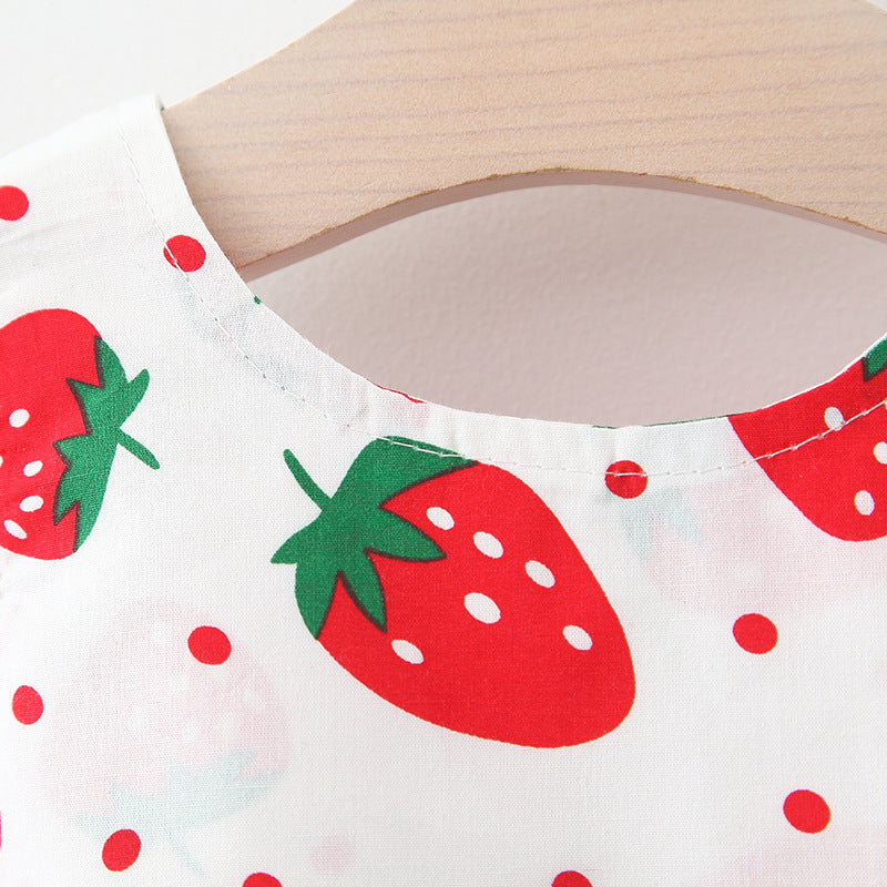 Baby Girl Summer Cute Princess Dress Strawberry Bow Dress