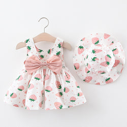 Baby Girl Summer Cute Princess Dress Strawberry Bow Dress