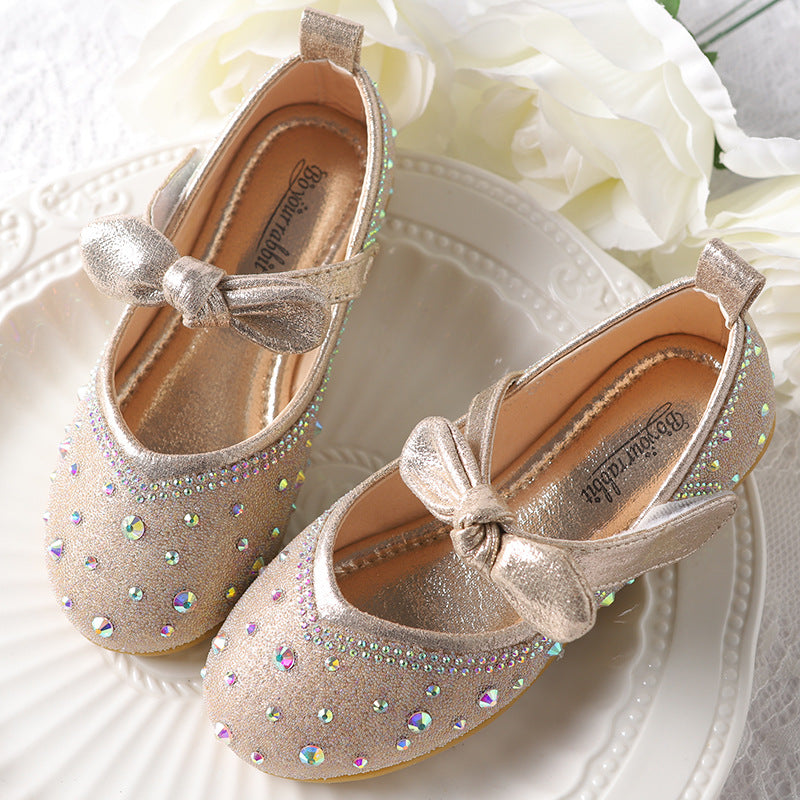 Girls Princess Shoes Dress Crystal Leather Shoes