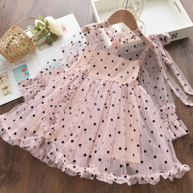 Baby Girl Princess Dress Long Sleeve Polka Dot Girl Dress Birthday Party Dress