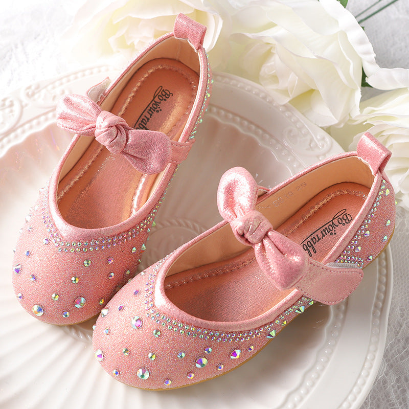 Girls Princess Shoes Dress Crystal Leather Shoes