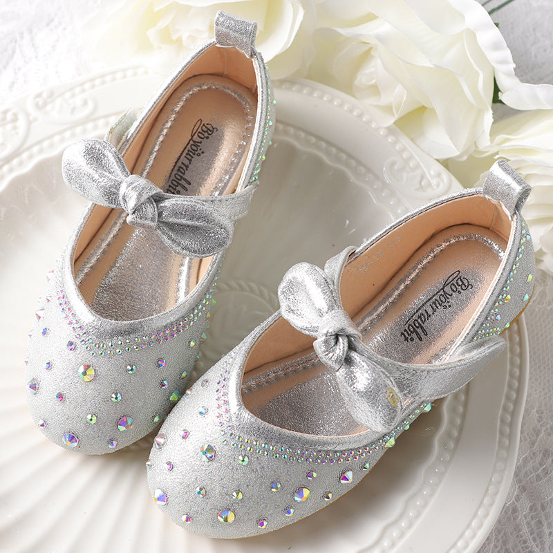 Girls Princess Shoes Dress Crystal Leather Shoes