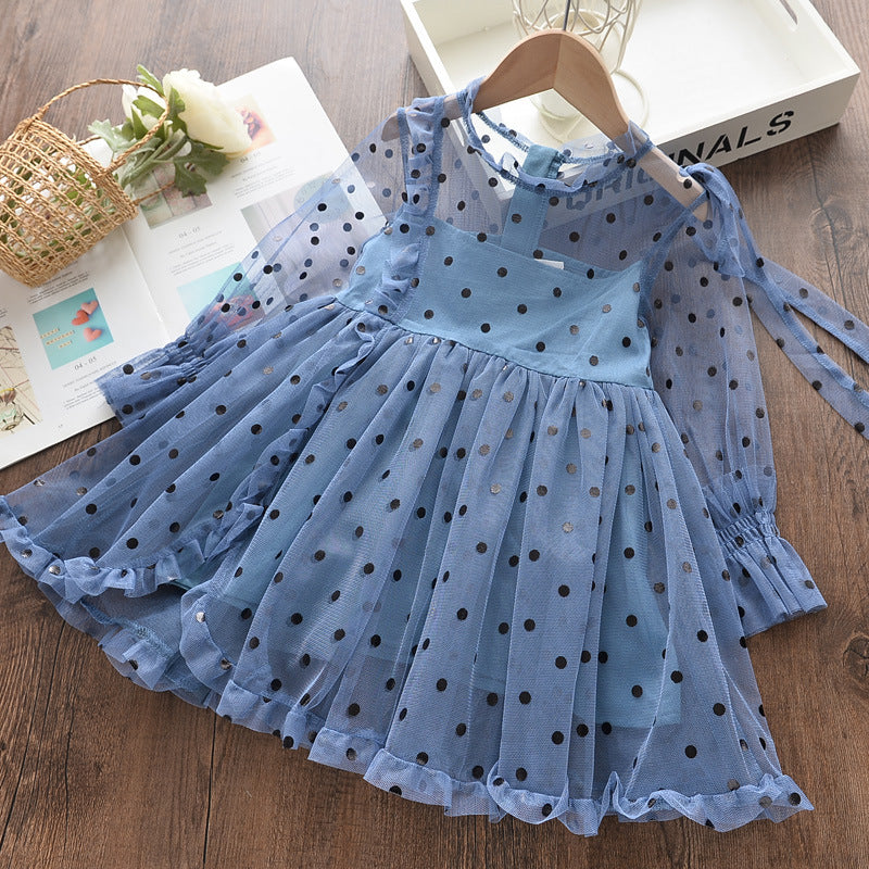 Baby Girl Princess Dress Long Sleeve Polka Dot Girl Dress Birthday Party Dress