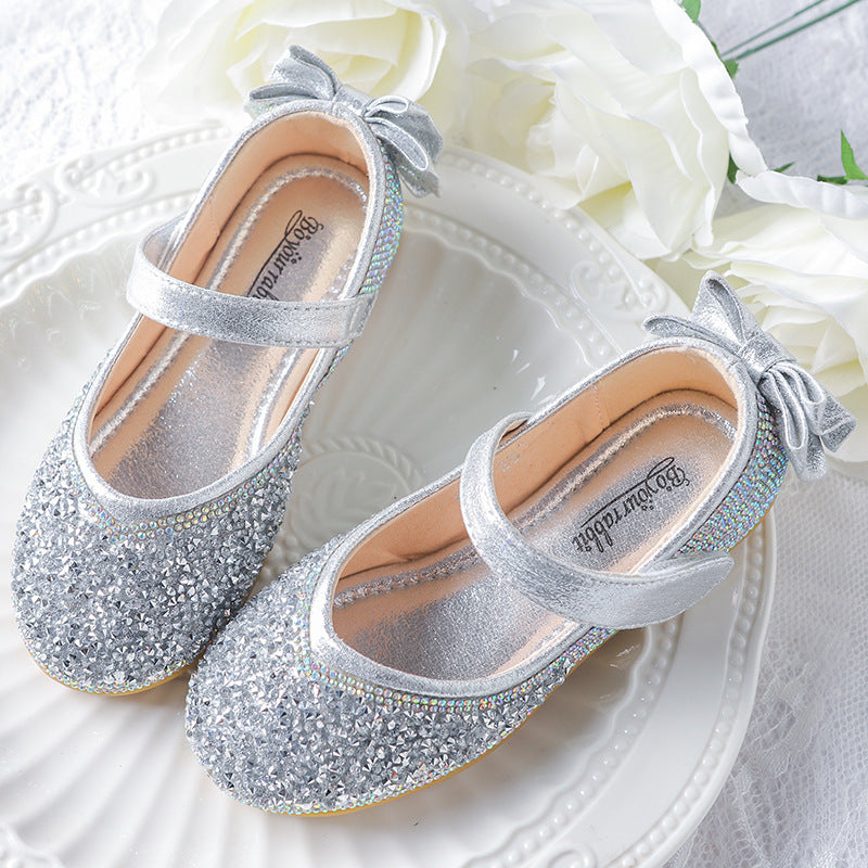 Baby Girl Princess Shoes Cozy Bow Sequin Dress Shoes, Silver / EU 32 Baby Girl Princess Shoes Cozy Bow Sequin Dress Shoes, Silver / EU 32