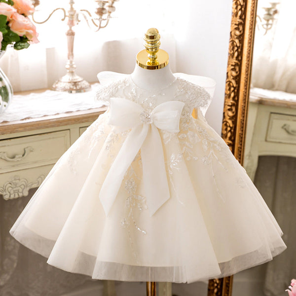 Toddler Formal Princess Dress Baby Girl White Flower Girl Dress Girl Birthday Party Dresses