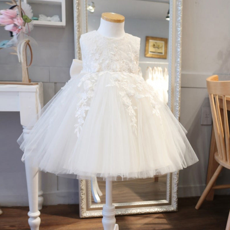 Baptism Dresses Baby Girl White Flower Girl Dress Fluffy Formal Princess Dress