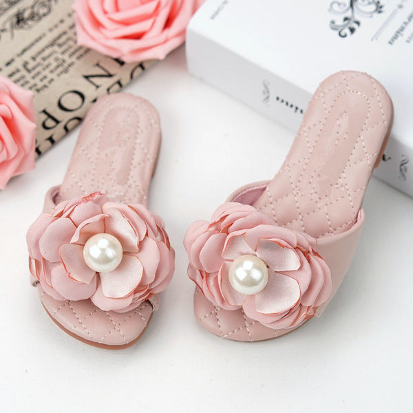 Girl Summer Elegant Bead Flower Slippers