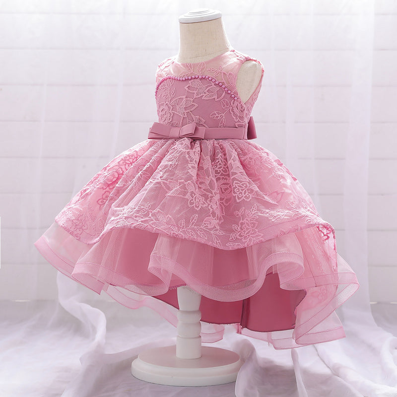 Baby Girl Formal Princess Dresses Infant Embroidered Tailing Birthday Party Dresses