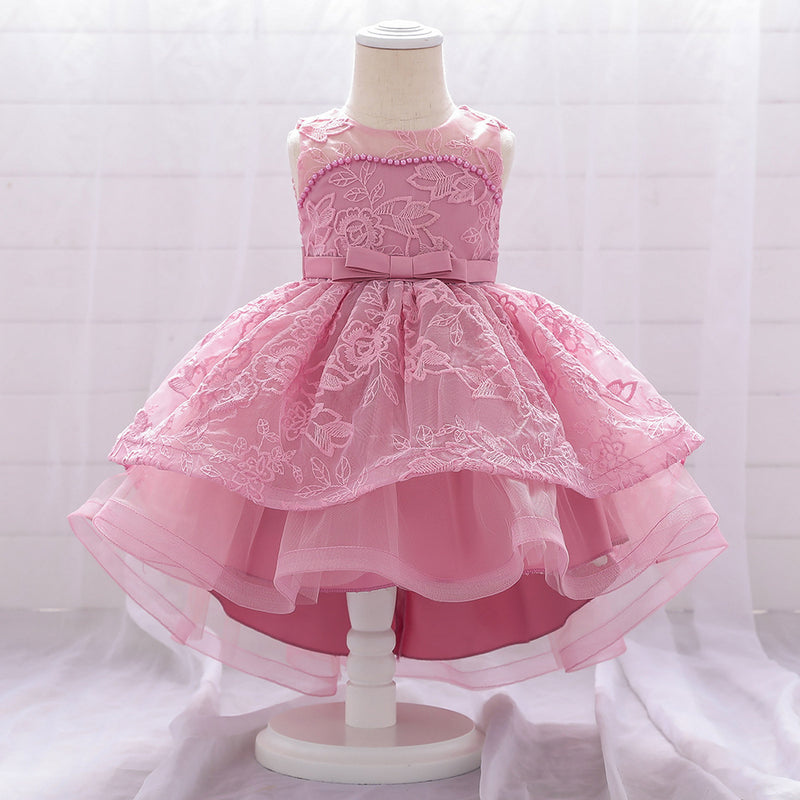 Baby Girl Formal Princess Dresses Infant Embroidered Tailing Birthday Party Dresses