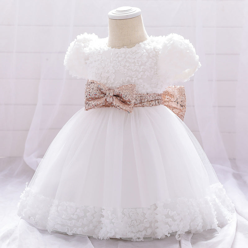 Baby Girls Birthday Party Dresses Infant Cute Bow Fluffy Formal Princess Dress