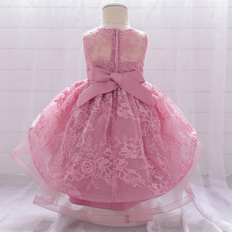 Baby Girl Formal Princess Dresses Infant Embroidered Tailing Birthday Party Dresses