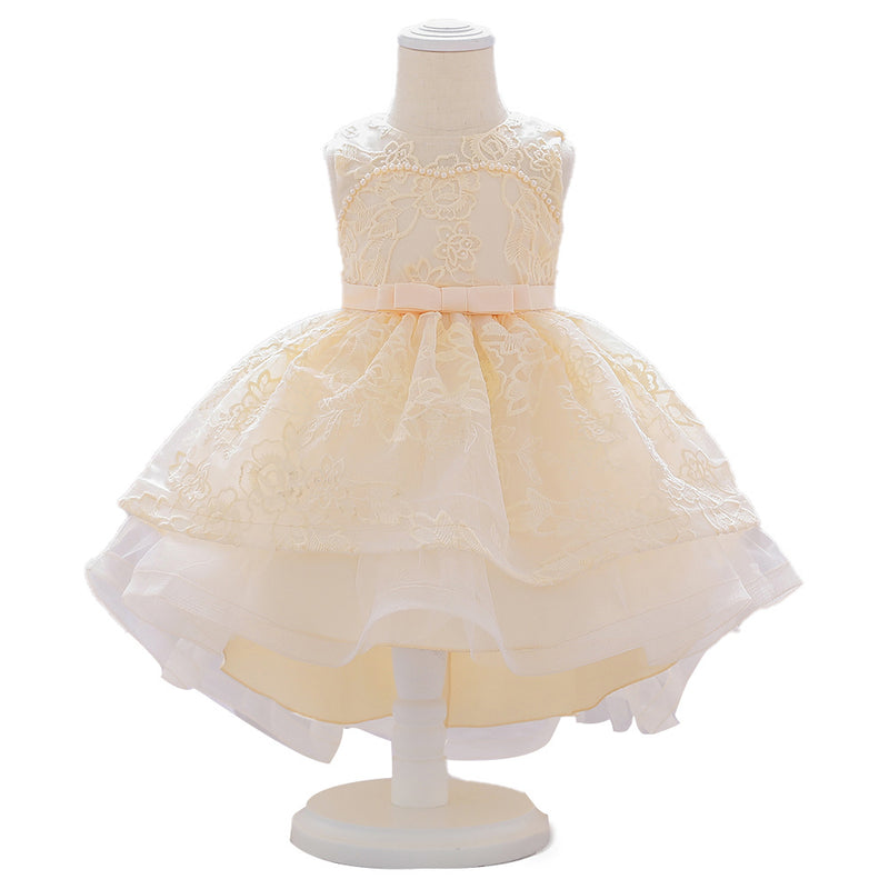 Baby Girl Formal Princess Dresses Infant Embroidered Tailing Birthday Party Dresses